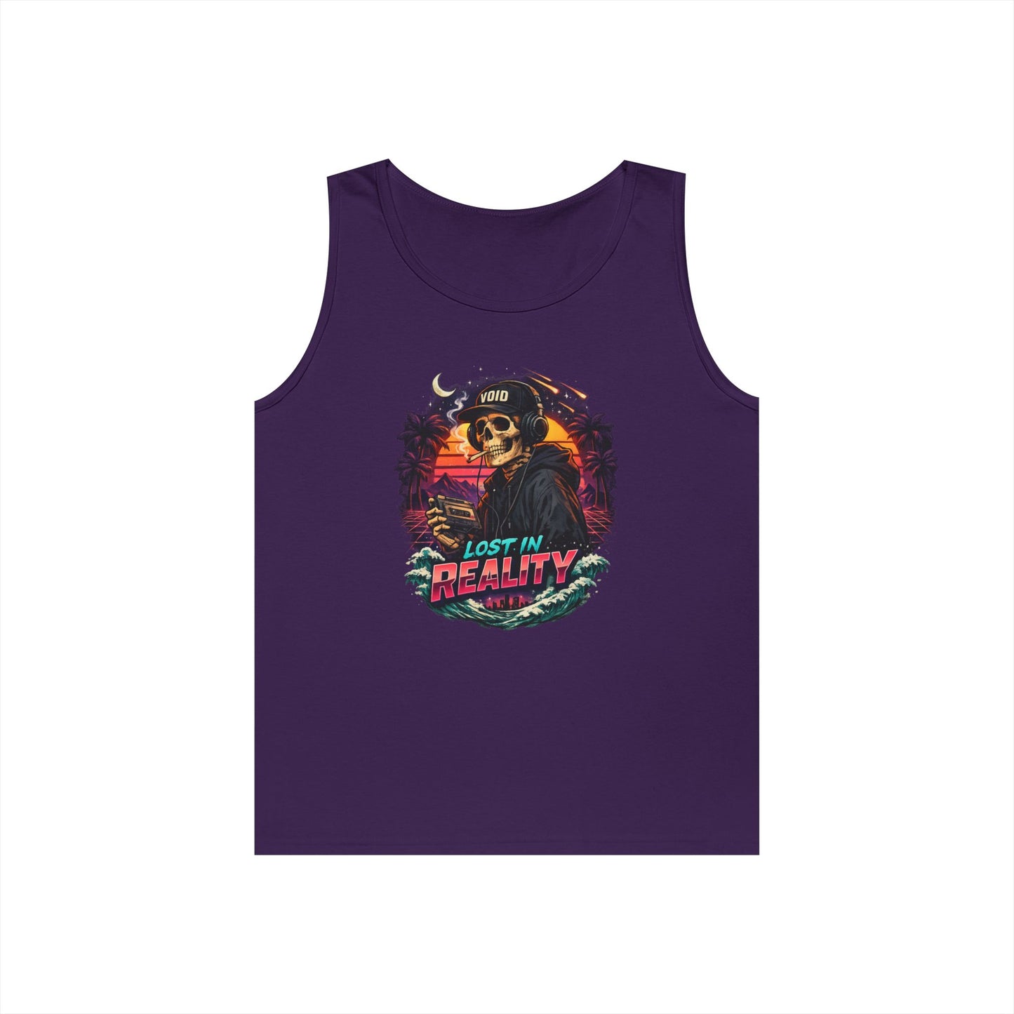 Skull Sunset Tank Top — "Lost in Reality" Retro Beach Vibe