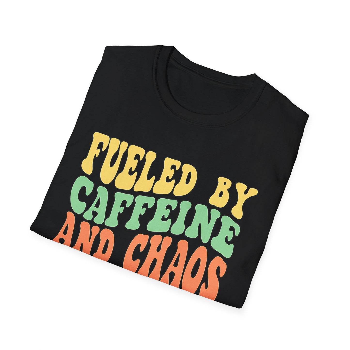 Fueled by Caffeine and Chaos T-Shirt — Retro Graphic Coffee Lover Tee