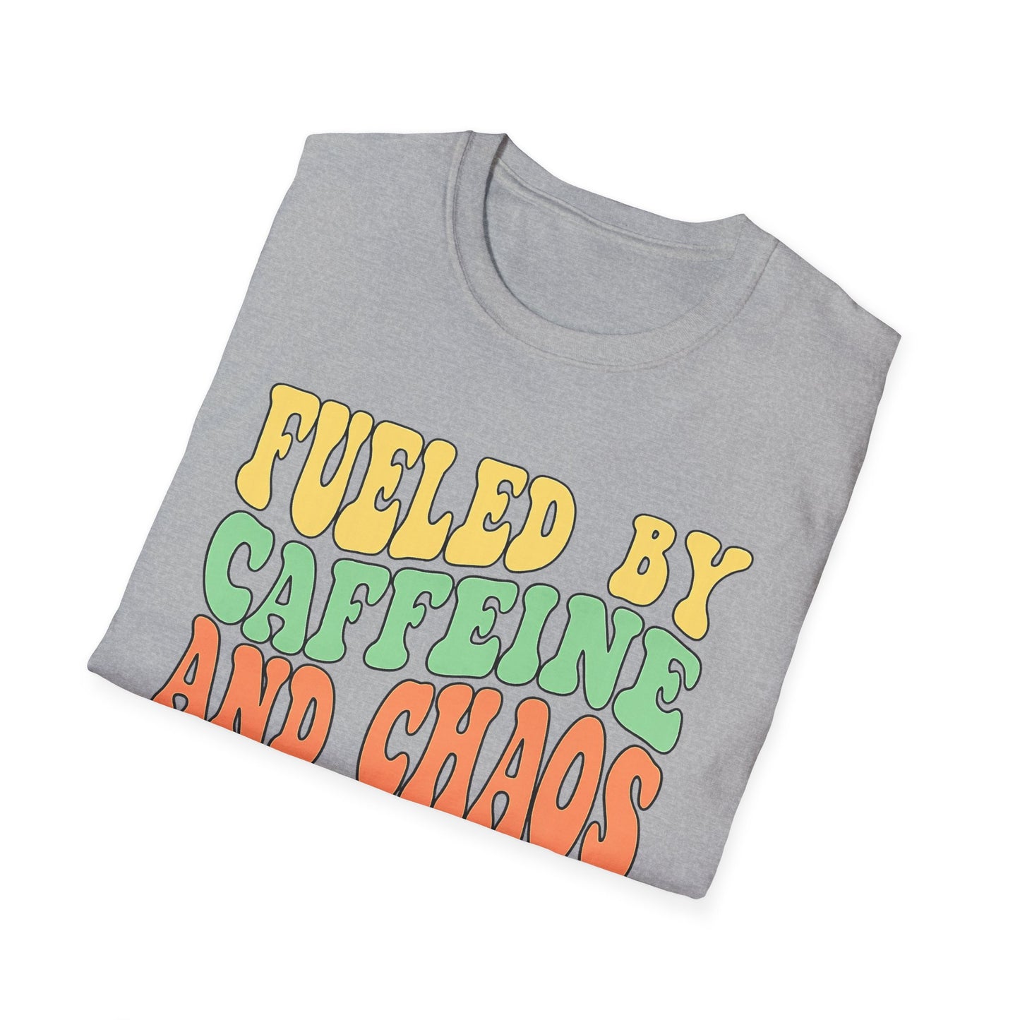 Fueled by Caffeine and Chaos T-Shirt — Retro Graphic Coffee Lover Tee