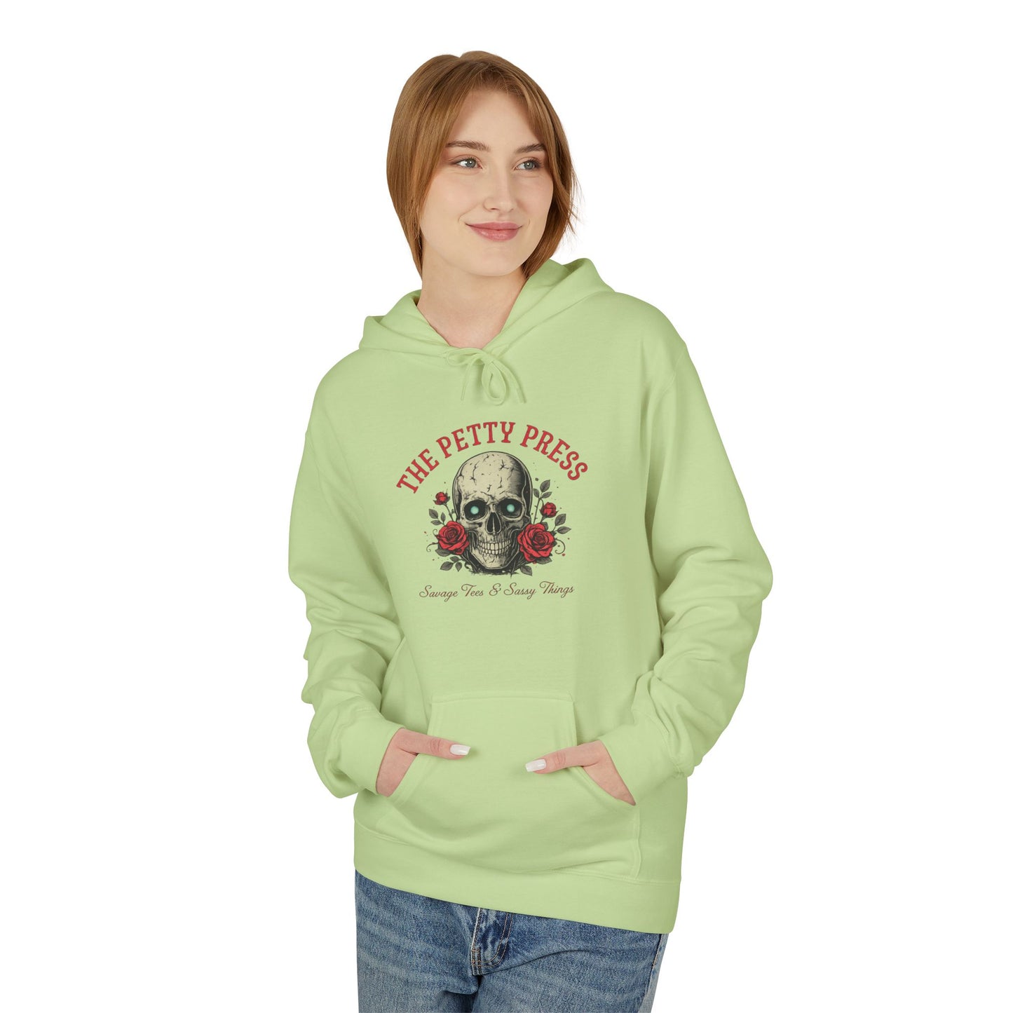 Skull & Roses Hoodie — The Petty Press Gothic Floral Pullover
