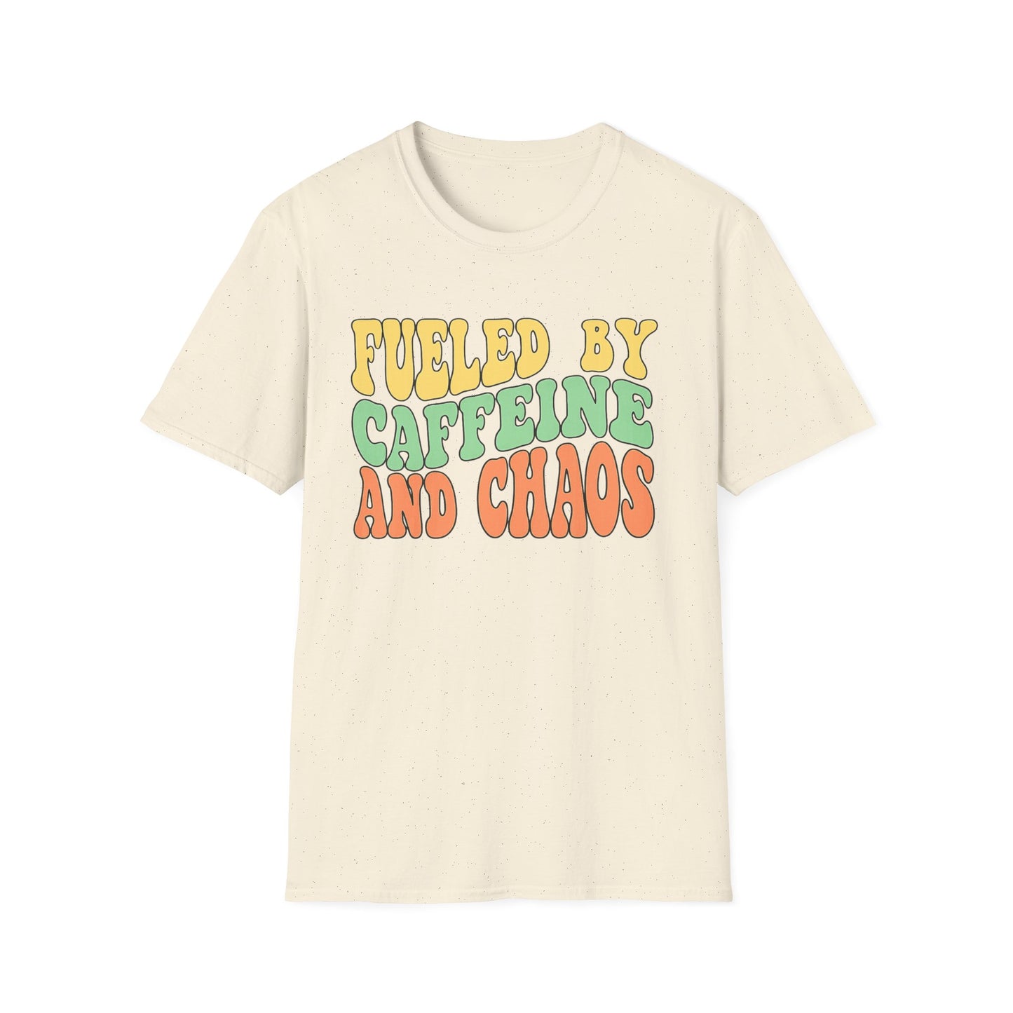 Fueled by Caffeine and Chaos T-Shirt — Retro Graphic Coffee Lover Tee