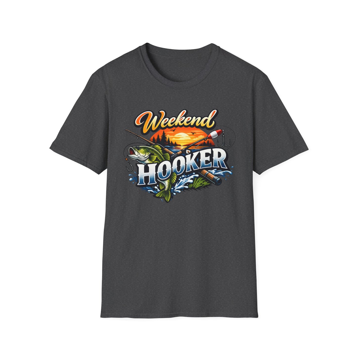Weekend Hooker Fishing T-Shirt — Bass Sunset Angler Tee