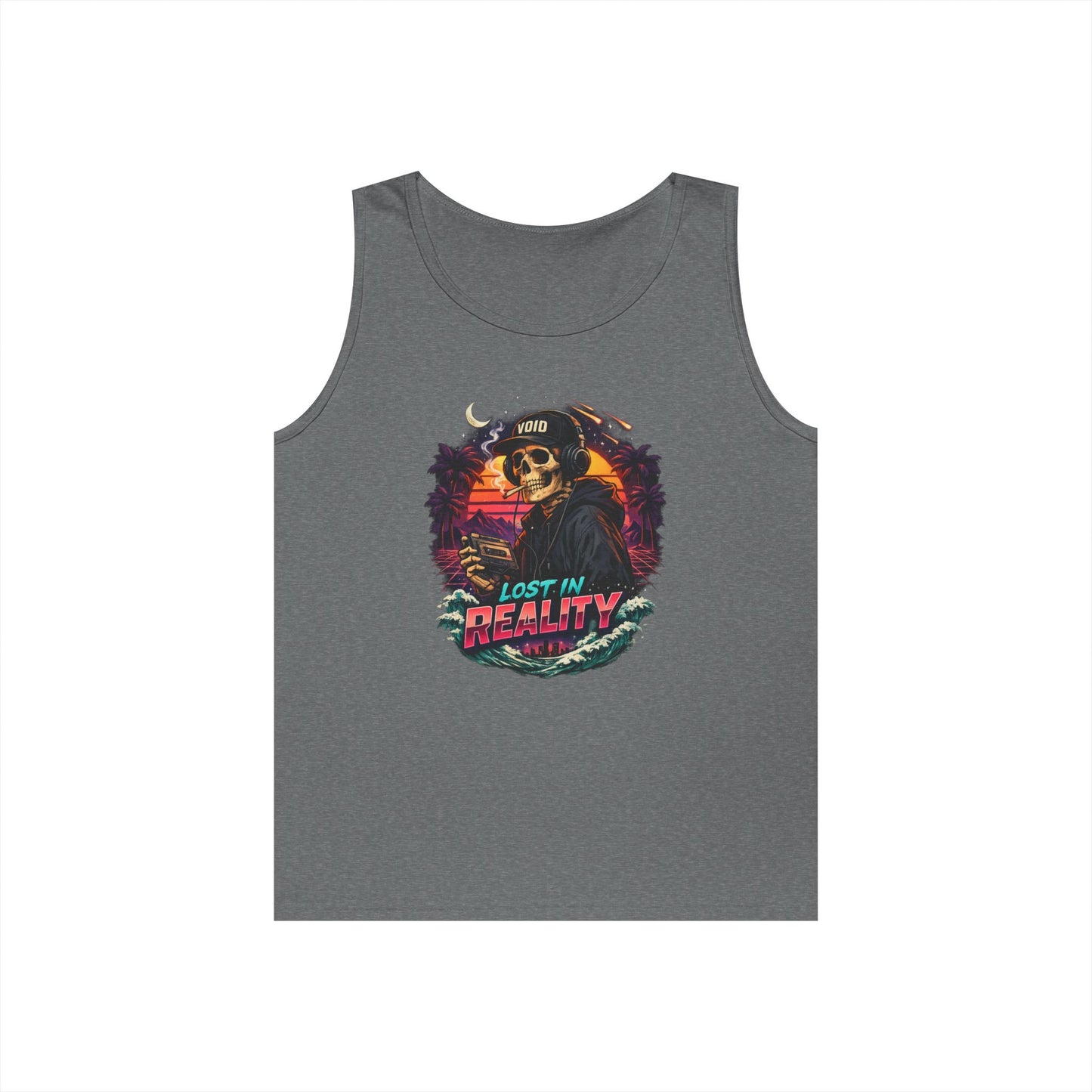 Skull Sunset Tank Top — "Lost in Reality" Retro Beach Vibe