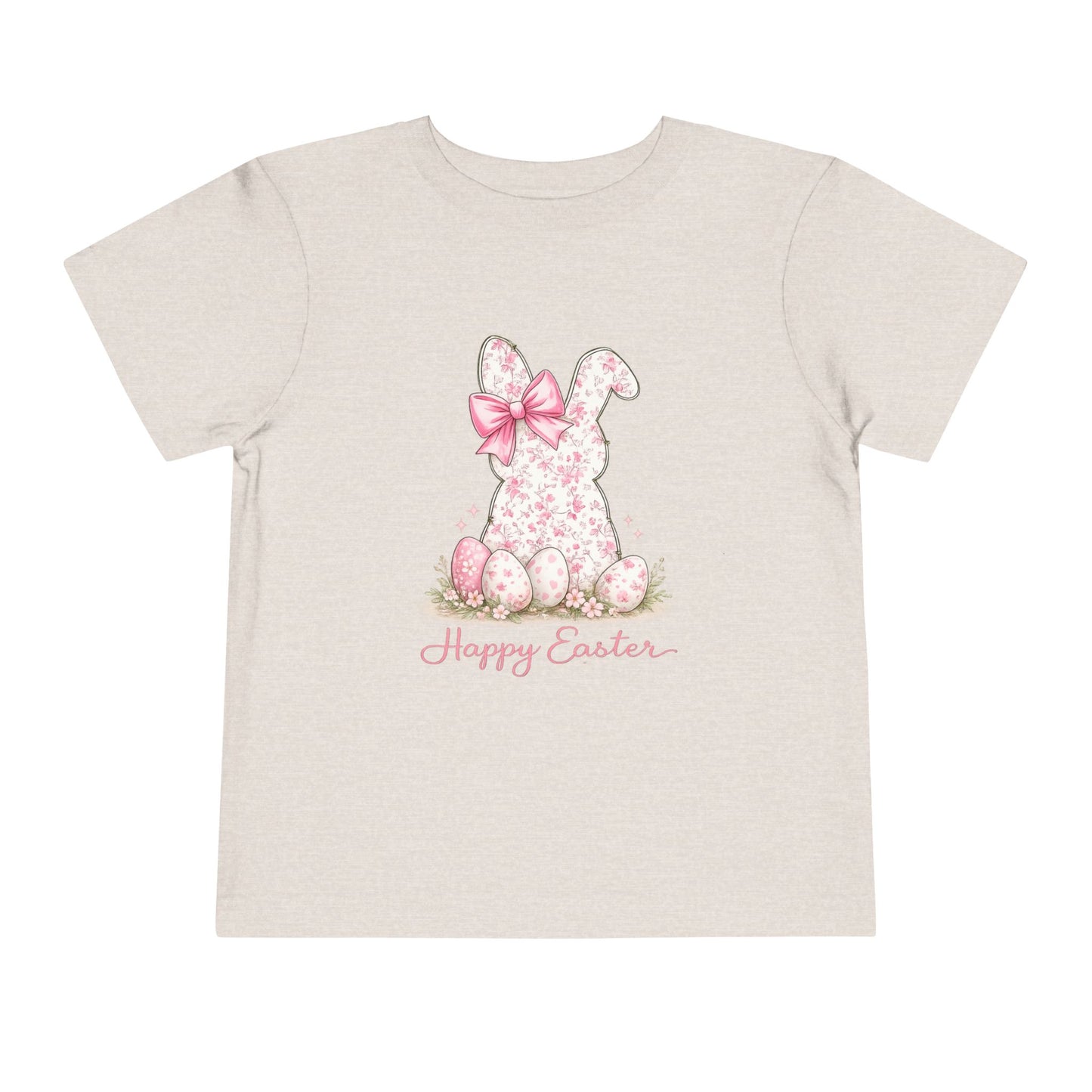 Toddler Tee — Pink Floral Bunny "Happy Easter"
