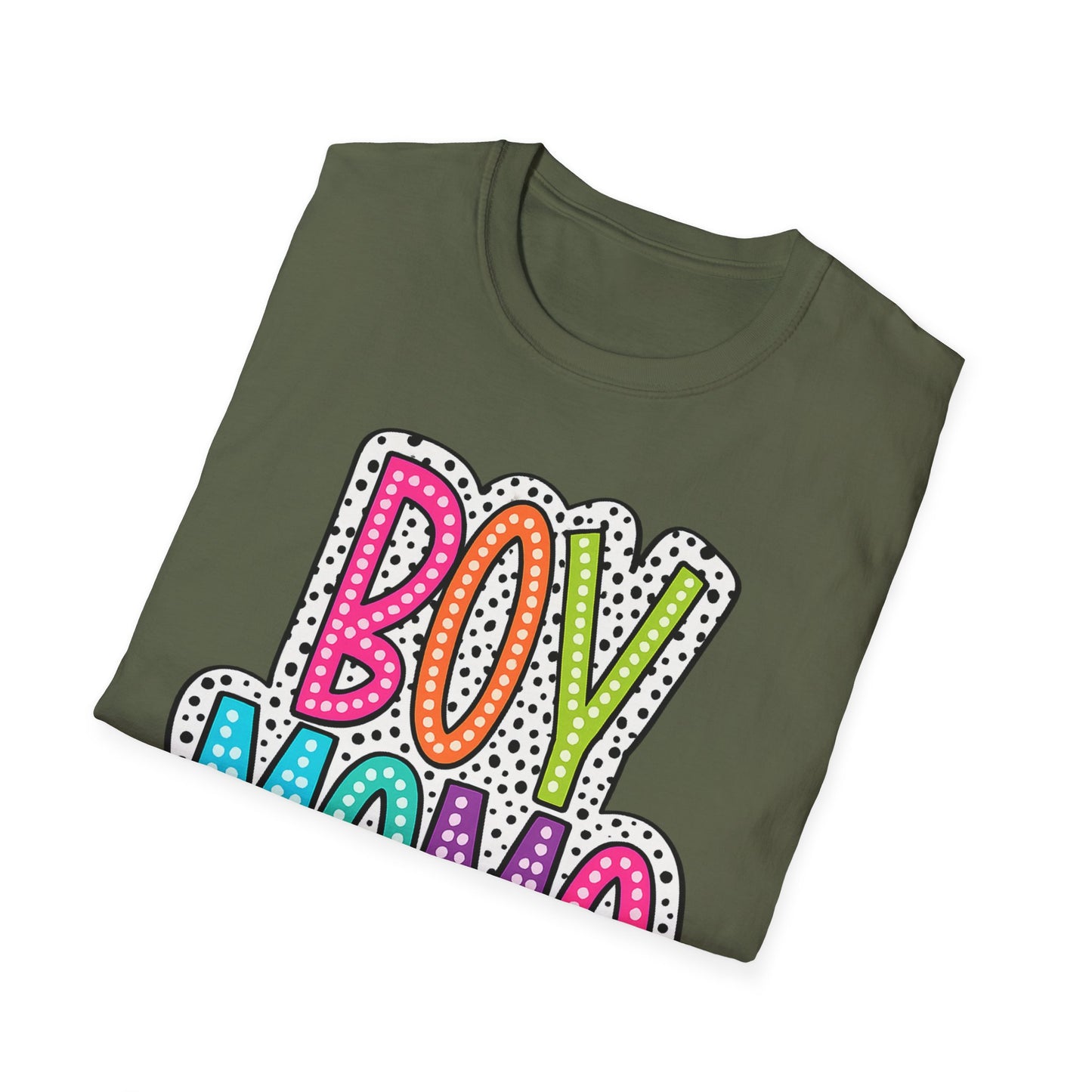 Boy Mama T-Shirt — Colorful Polka Dot Mom Tee