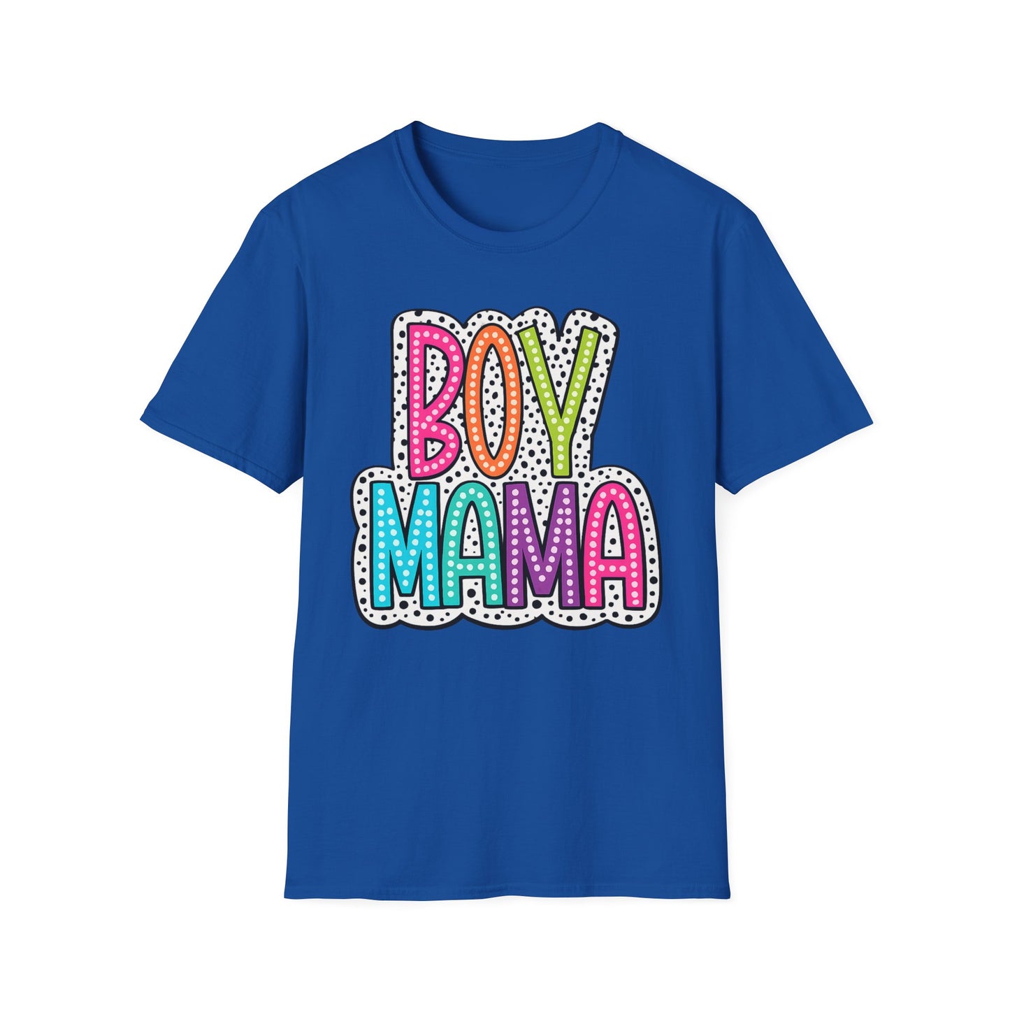 Boy Mama T-Shirt — Colorful Polka Dot Mom Tee