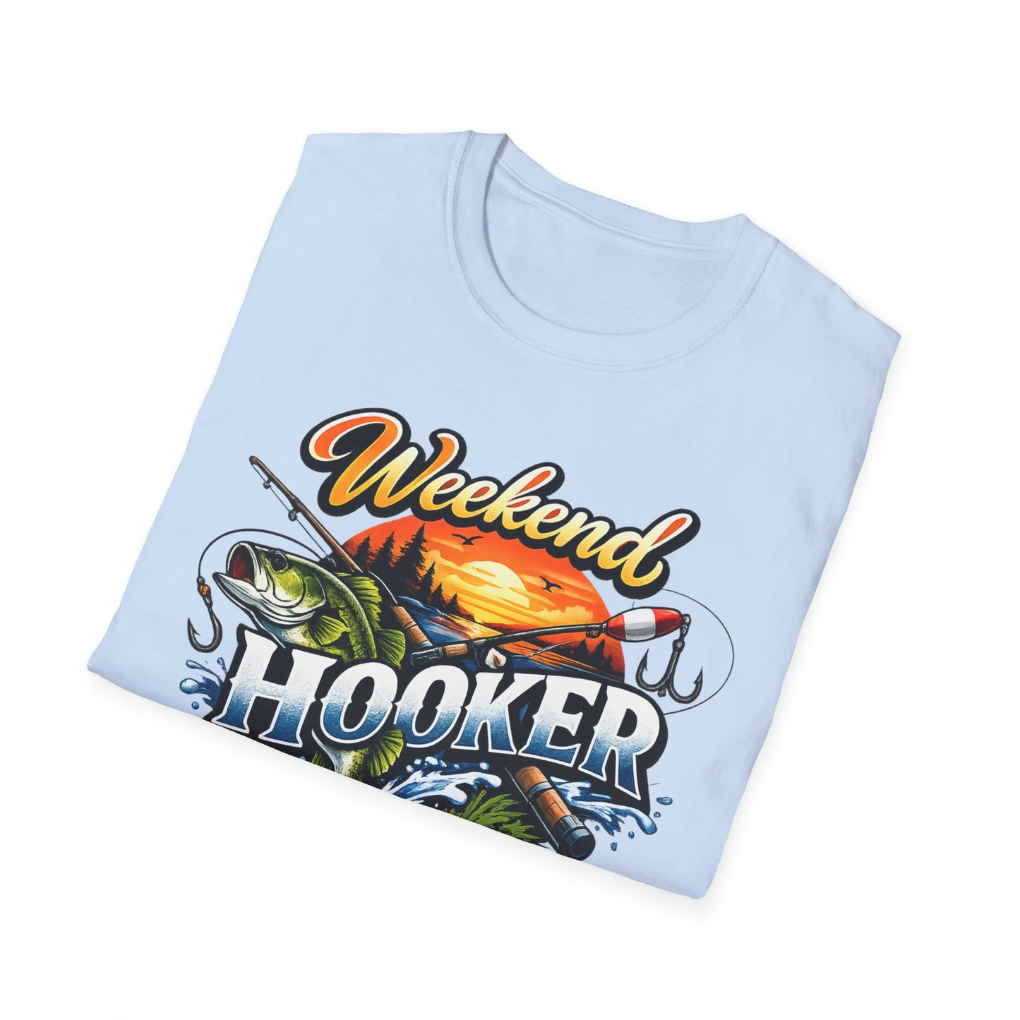 Weekend Hooker Fishing T-Shirt — Bass Sunset Angler Tee