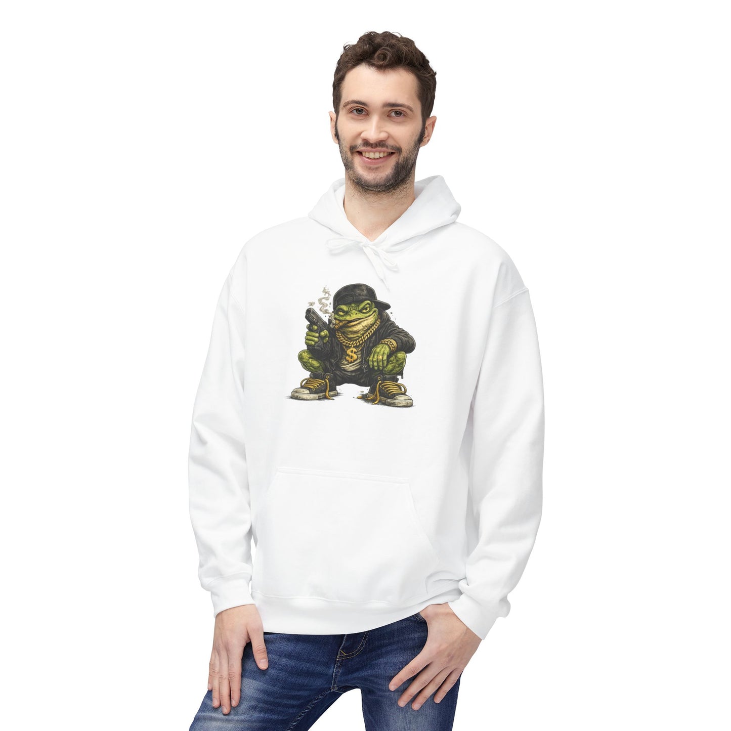 Hoodie — Retro Gangster Frog Graphic Hoodie