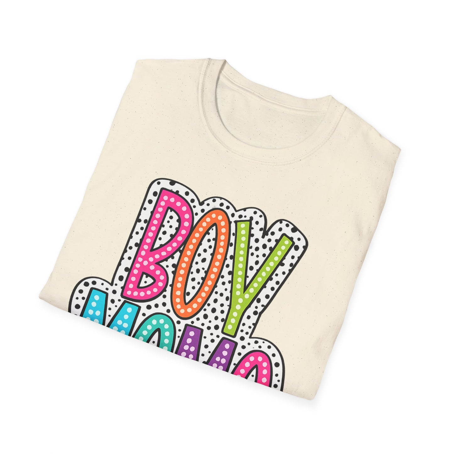 Boy Mama T-Shirt — Colorful Polka Dot Mom Tee