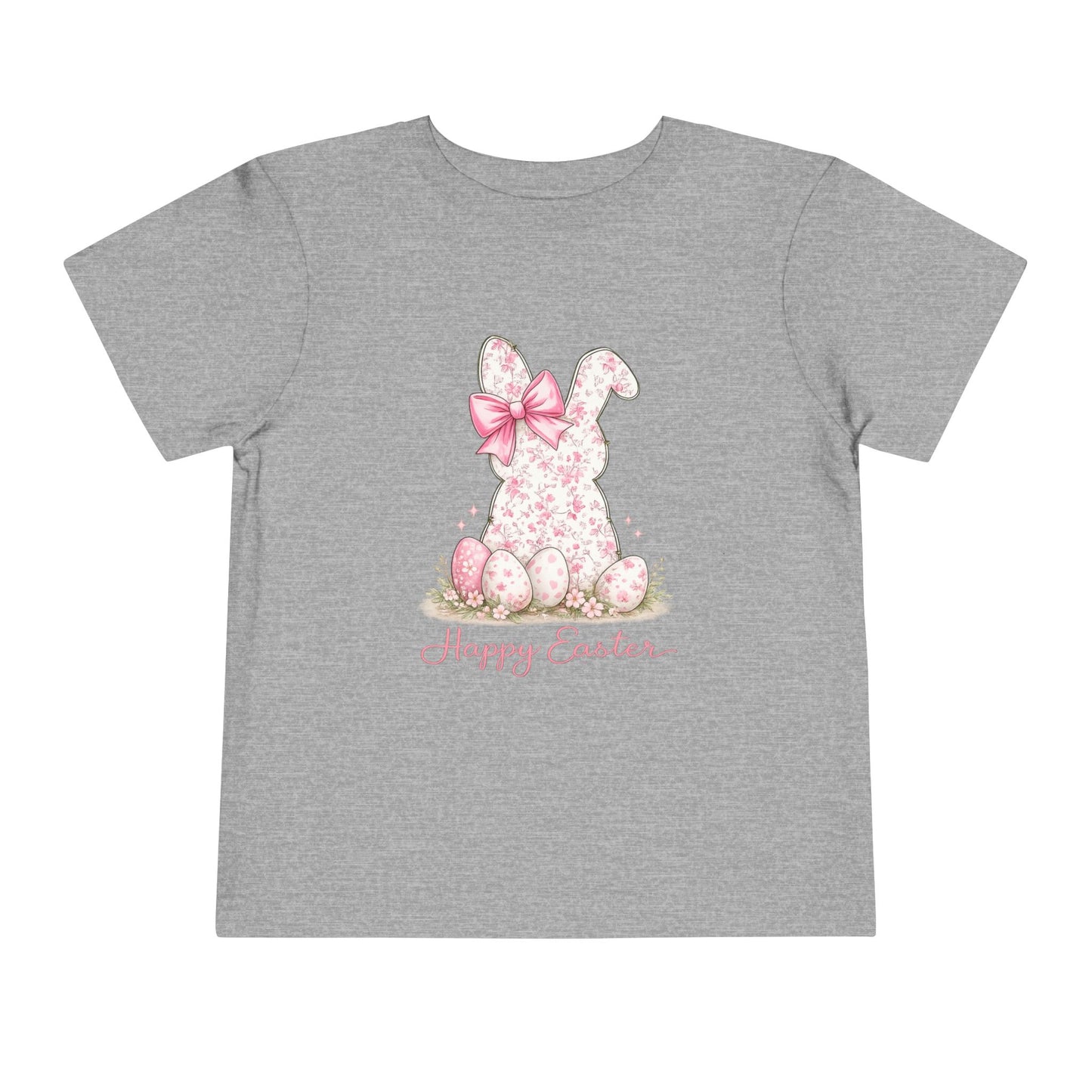 Toddler Tee — Pink Floral Bunny "Happy Easter"