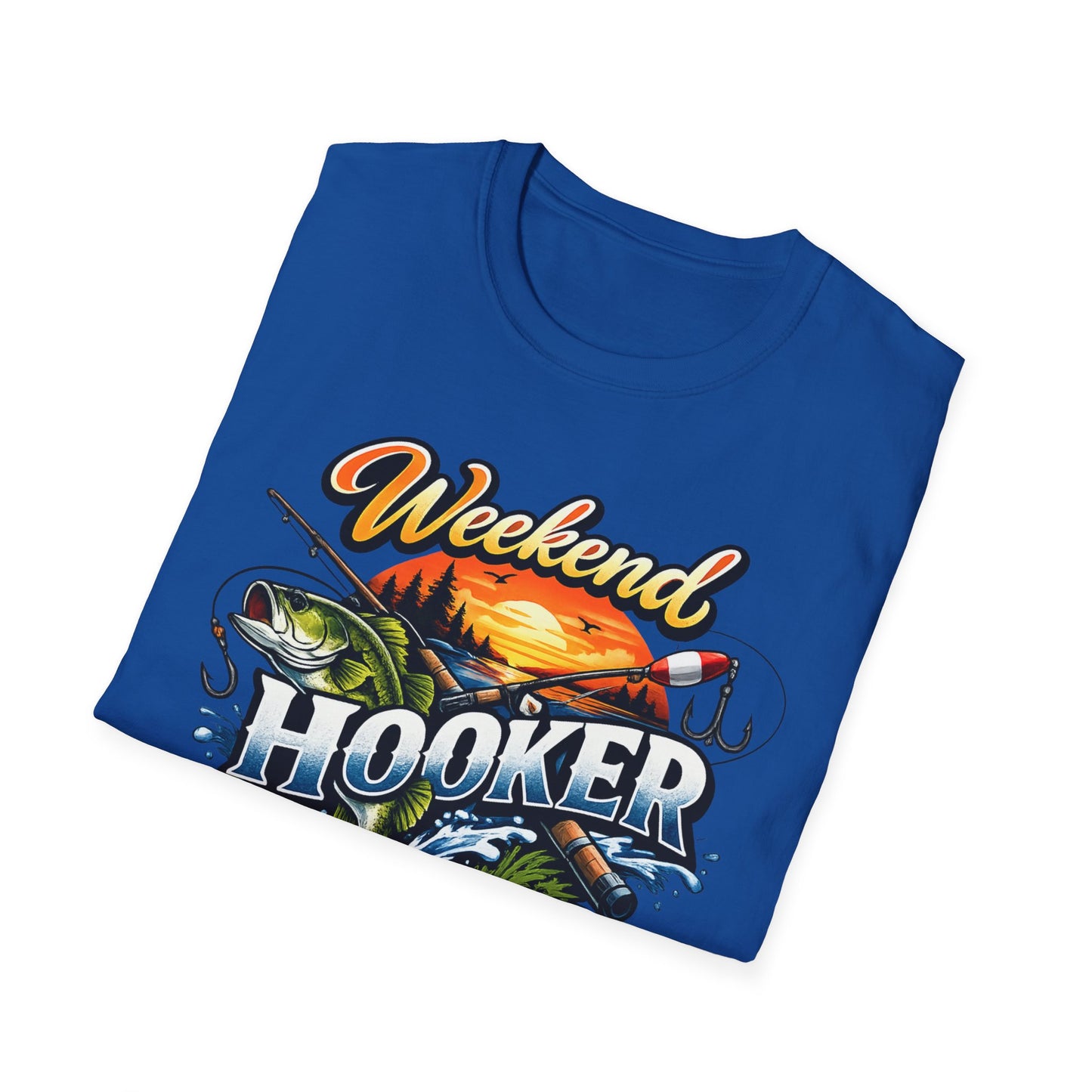 Weekend Hooker Fishing T-Shirt — Bass Sunset Angler Tee