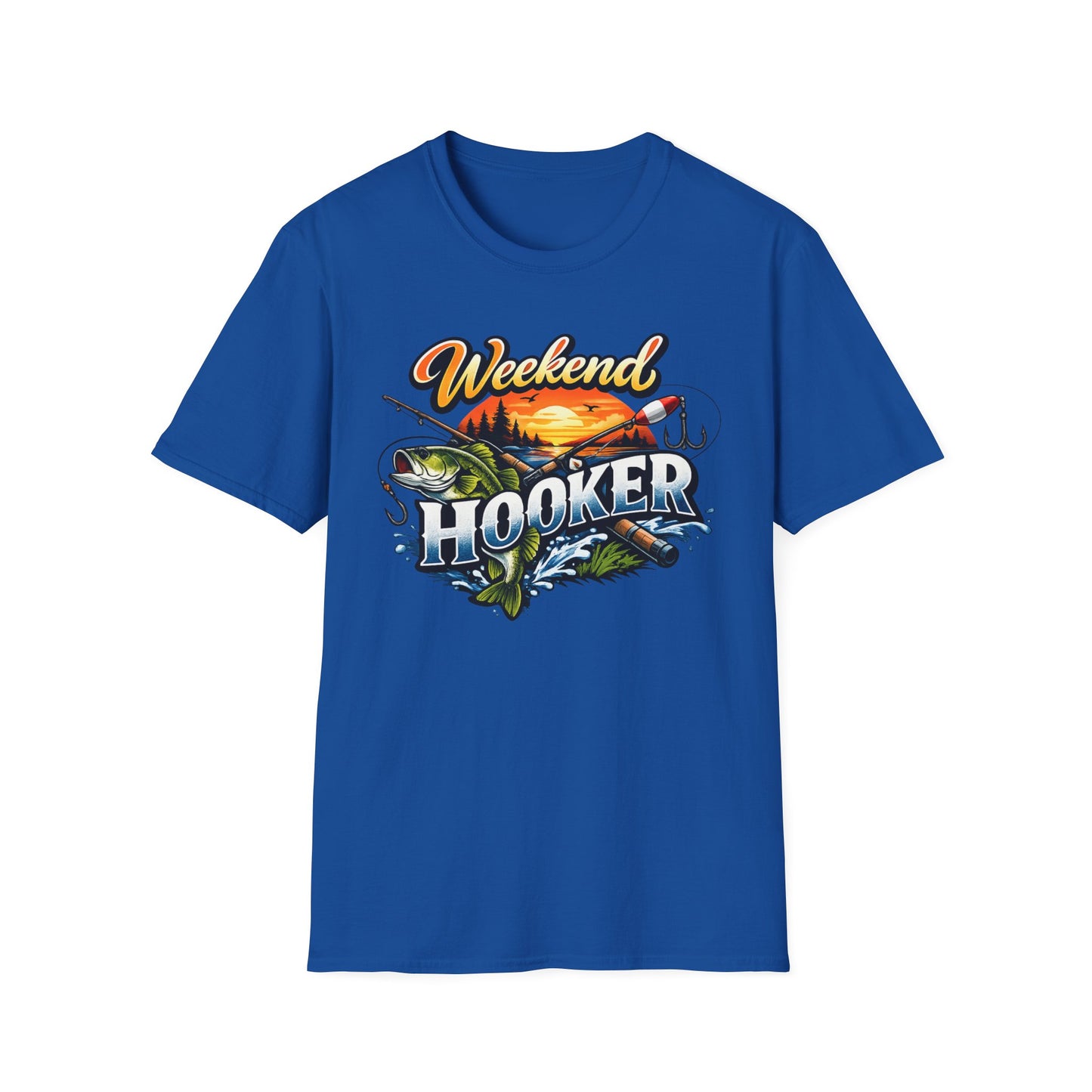 Weekend Hooker Fishing T-Shirt — Bass Sunset Angler Tee