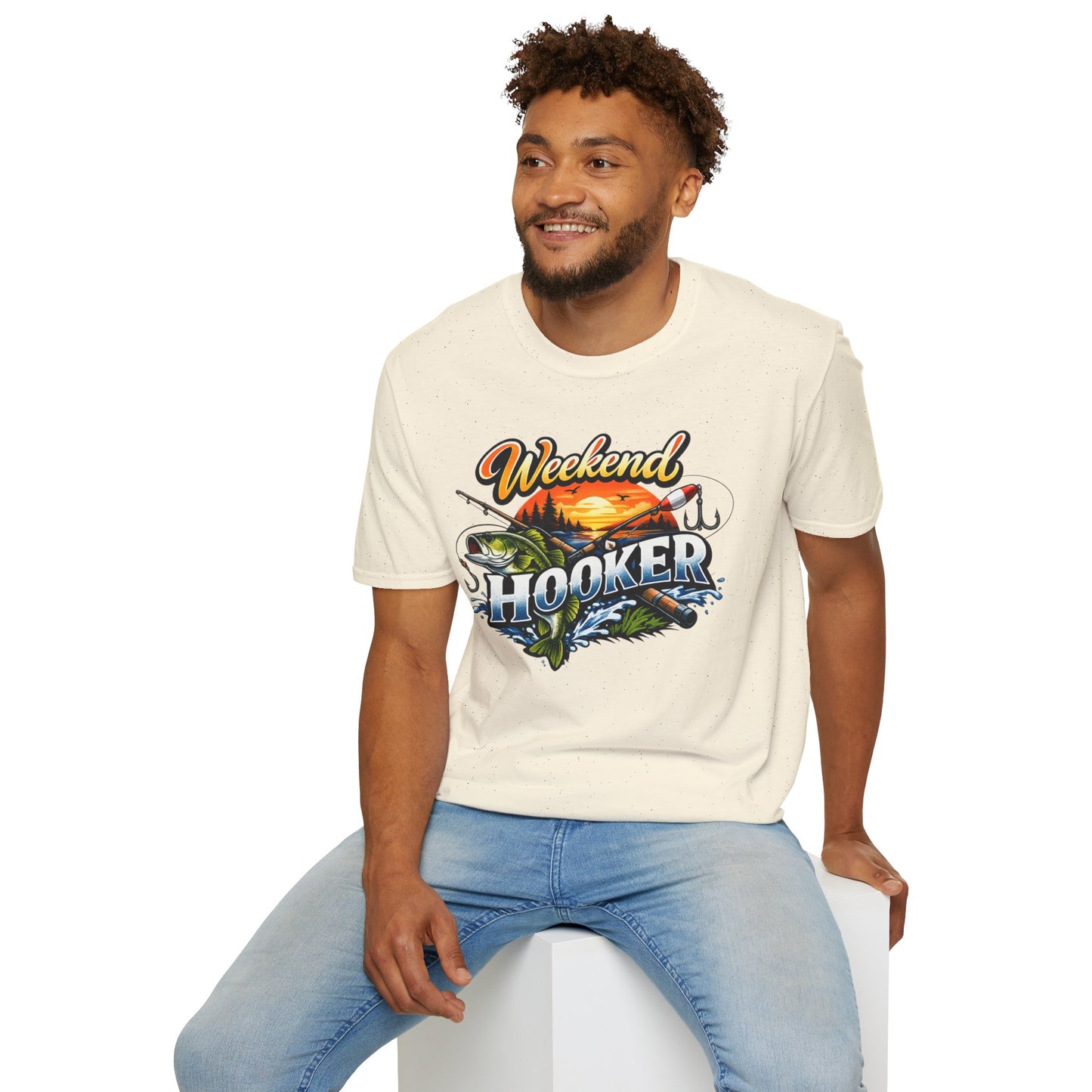 Weekend Hooker Fishing T-Shirt — Bass Sunset Angler Tee