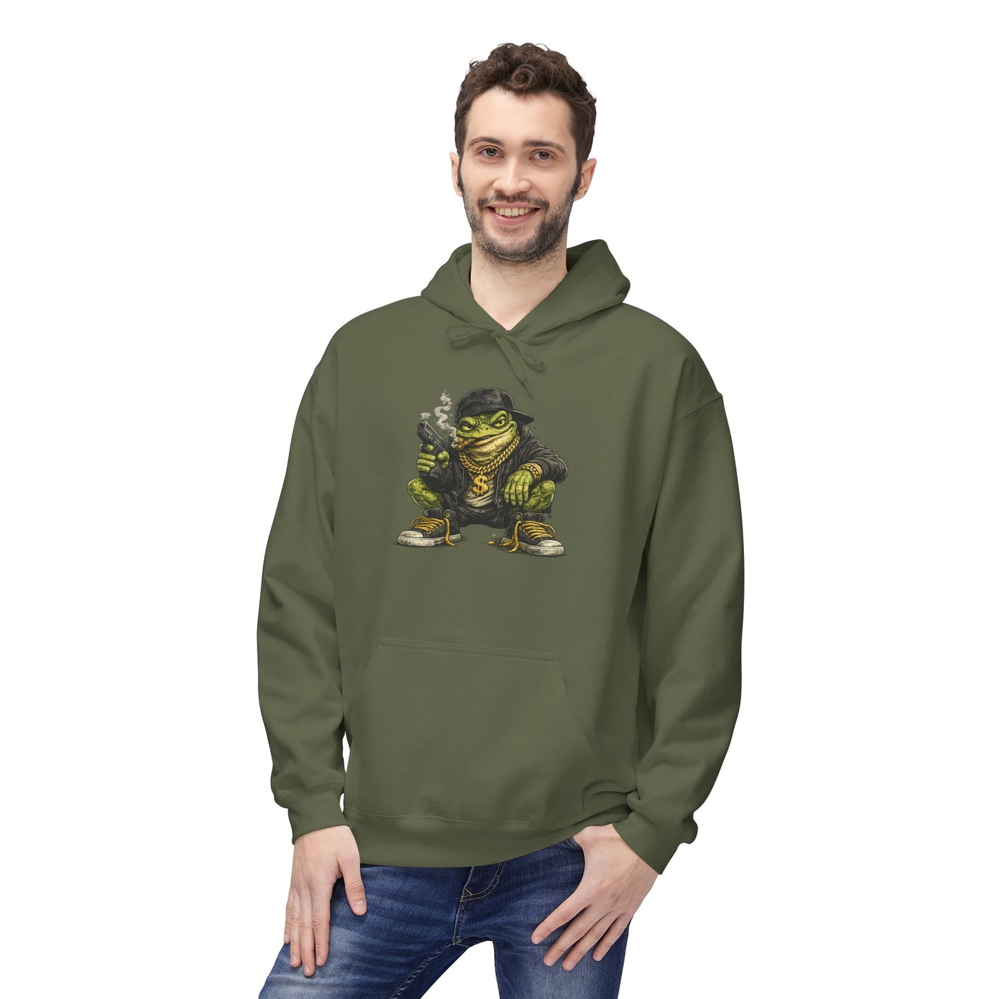 Hoodie — Retro Gangster Frog Graphic Hoodie