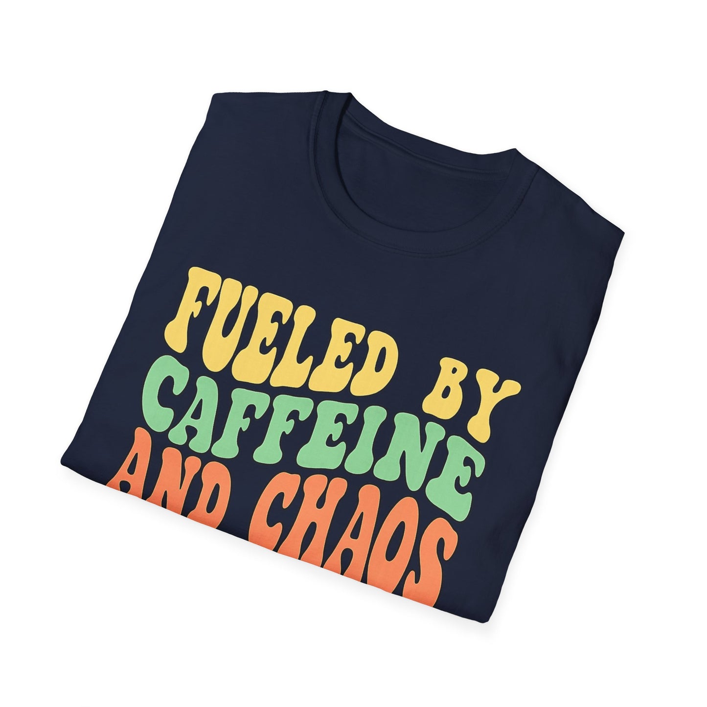 Fueled by Caffeine and Chaos T-Shirt — Retro Graphic Coffee Lover Tee