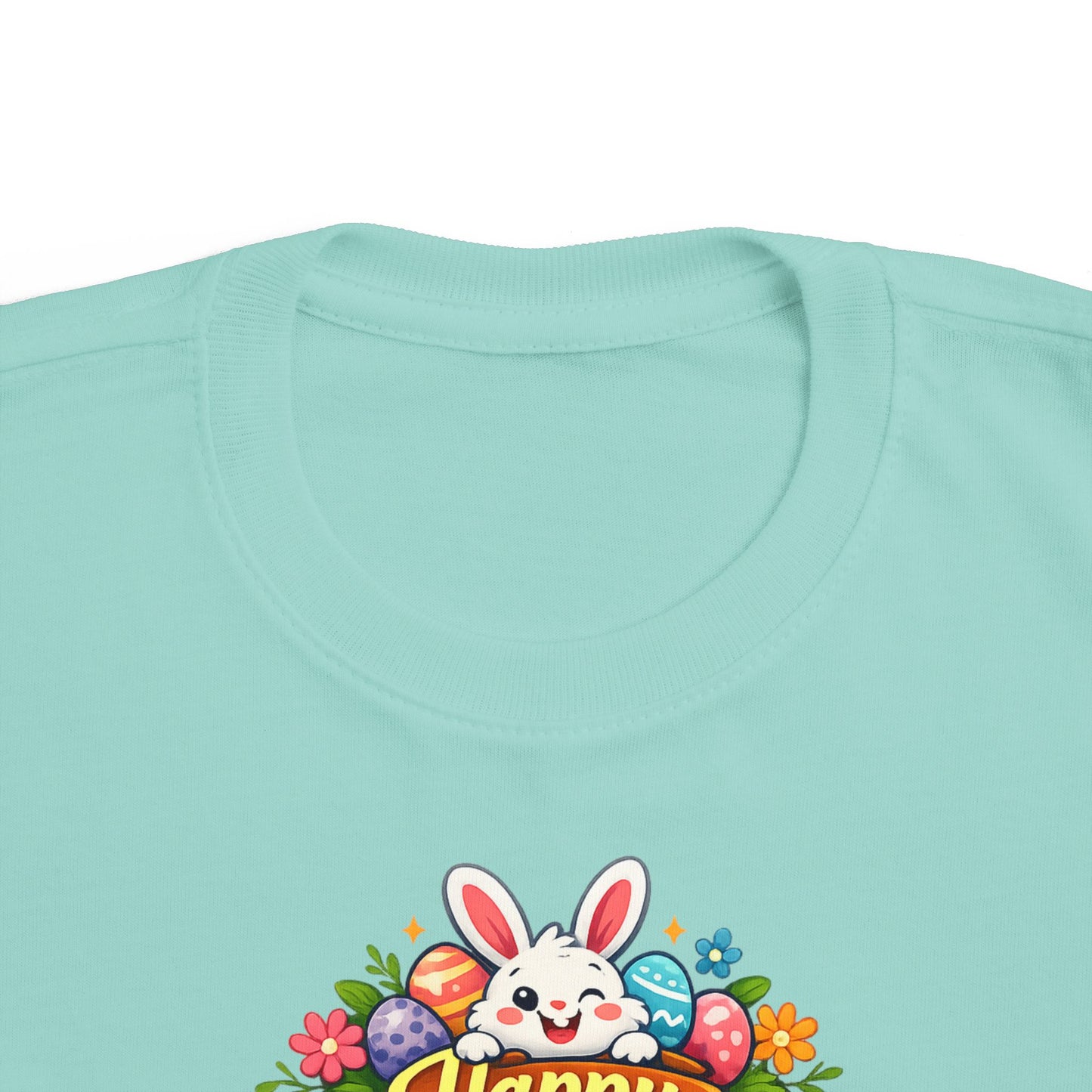 Toddler Easter Tee — "Happy Easter" Bunny & Eggs Spring Graphic