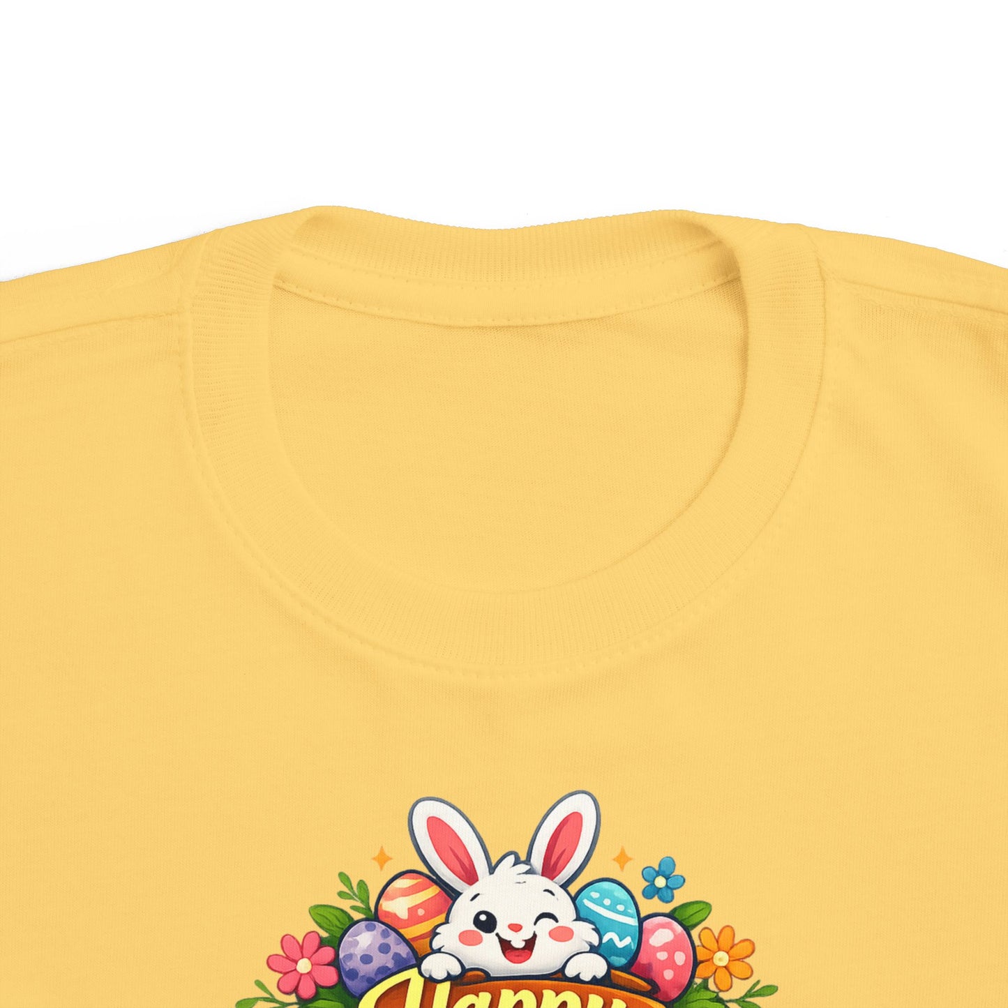Toddler Easter Tee — "Happy Easter" Bunny & Eggs Spring Graphic