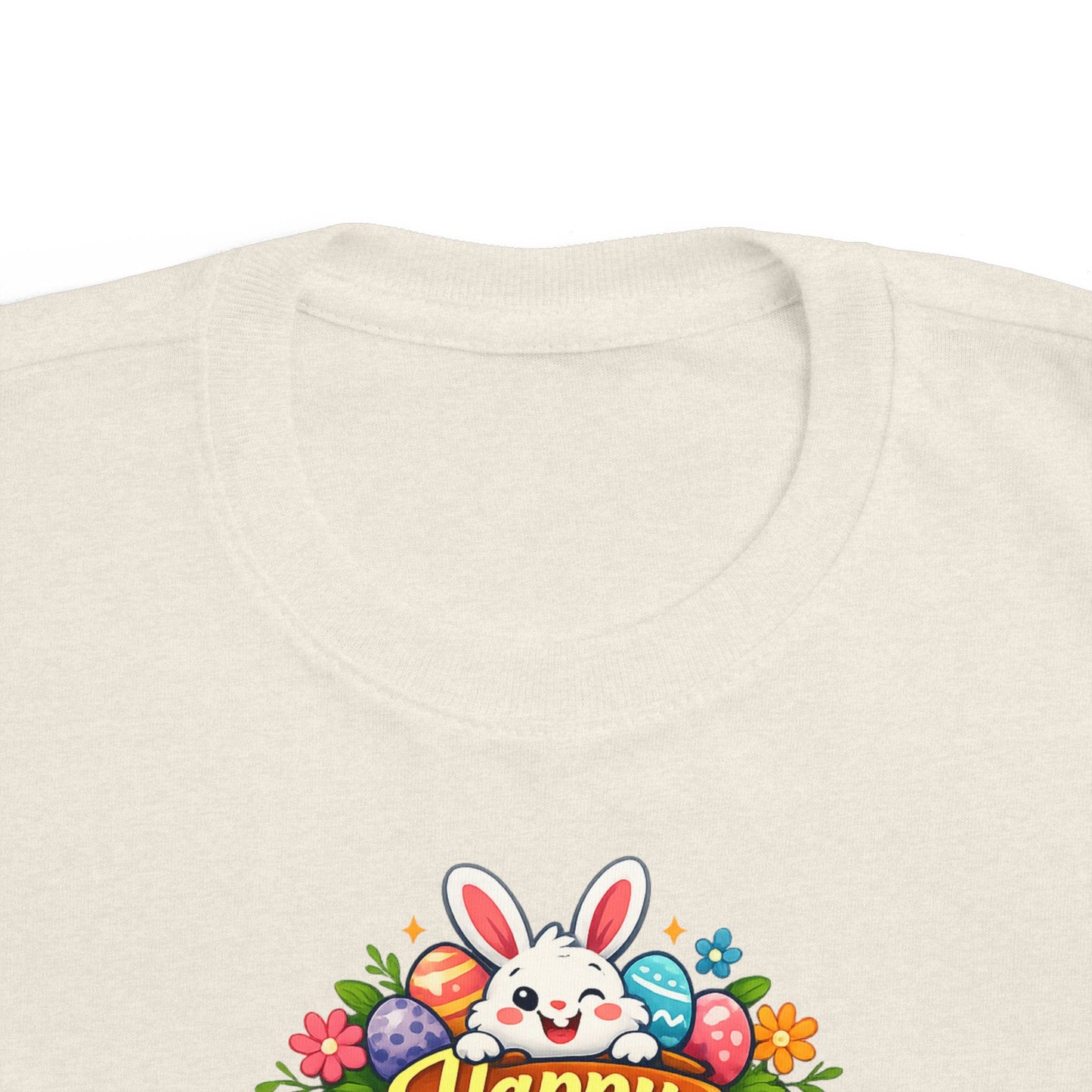 Toddler Easter Tee — "Happy Easter" Bunny & Eggs Spring Graphic