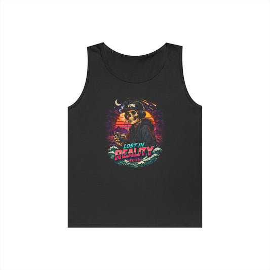 Skull Sunset Tank Top — "Lost in Reality" Retro Beach Vibe