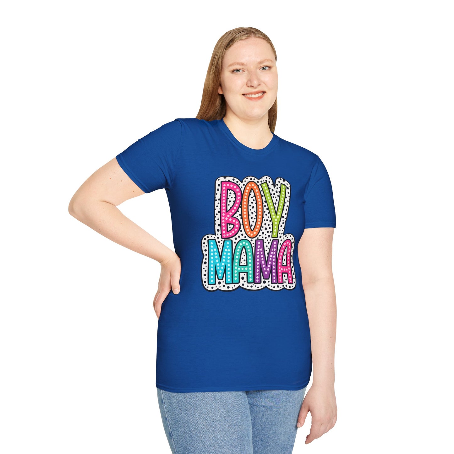 Boy Mama T-Shirt — Colorful Polka Dot Mom Tee
