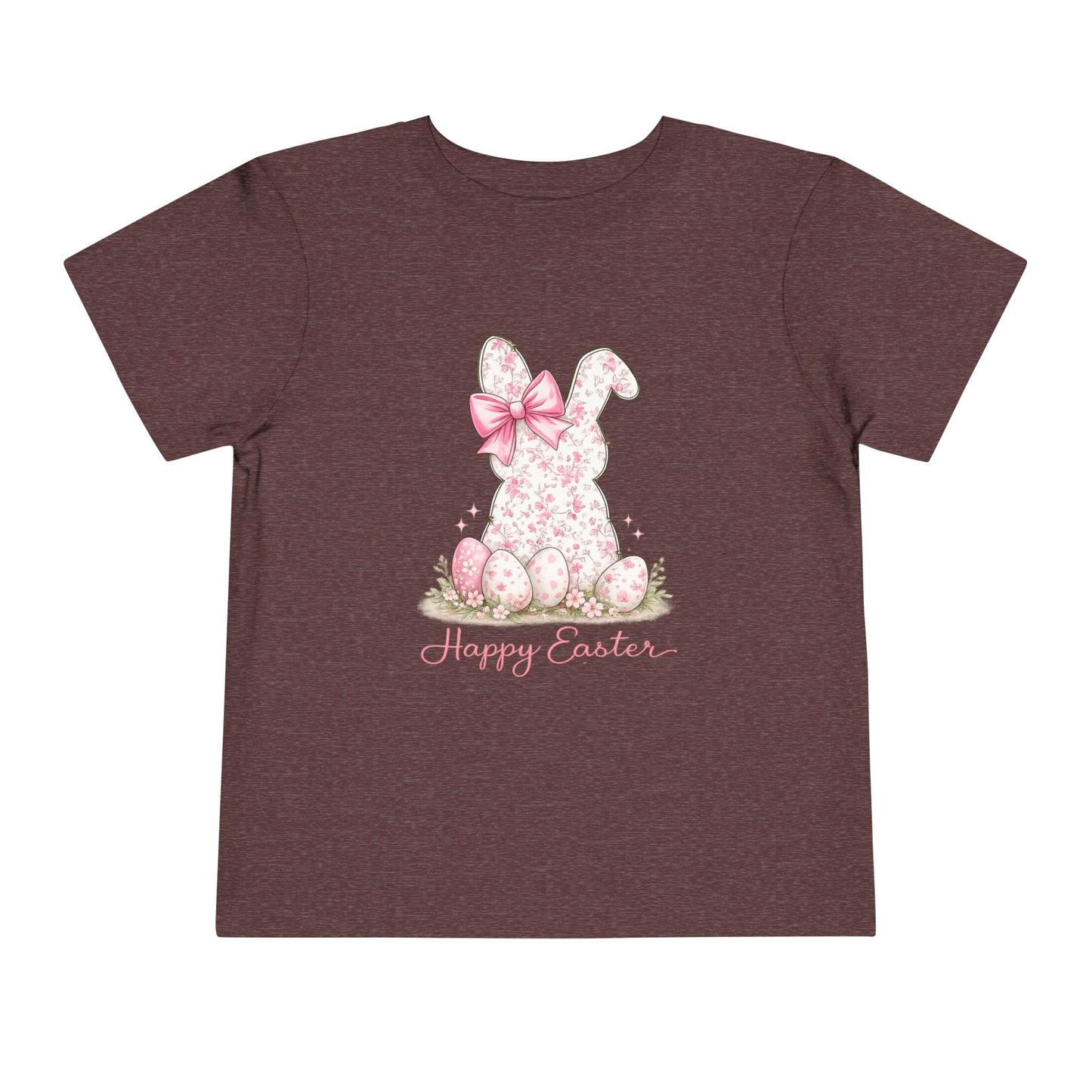 Toddler Tee — Pink Floral Bunny "Happy Easter"