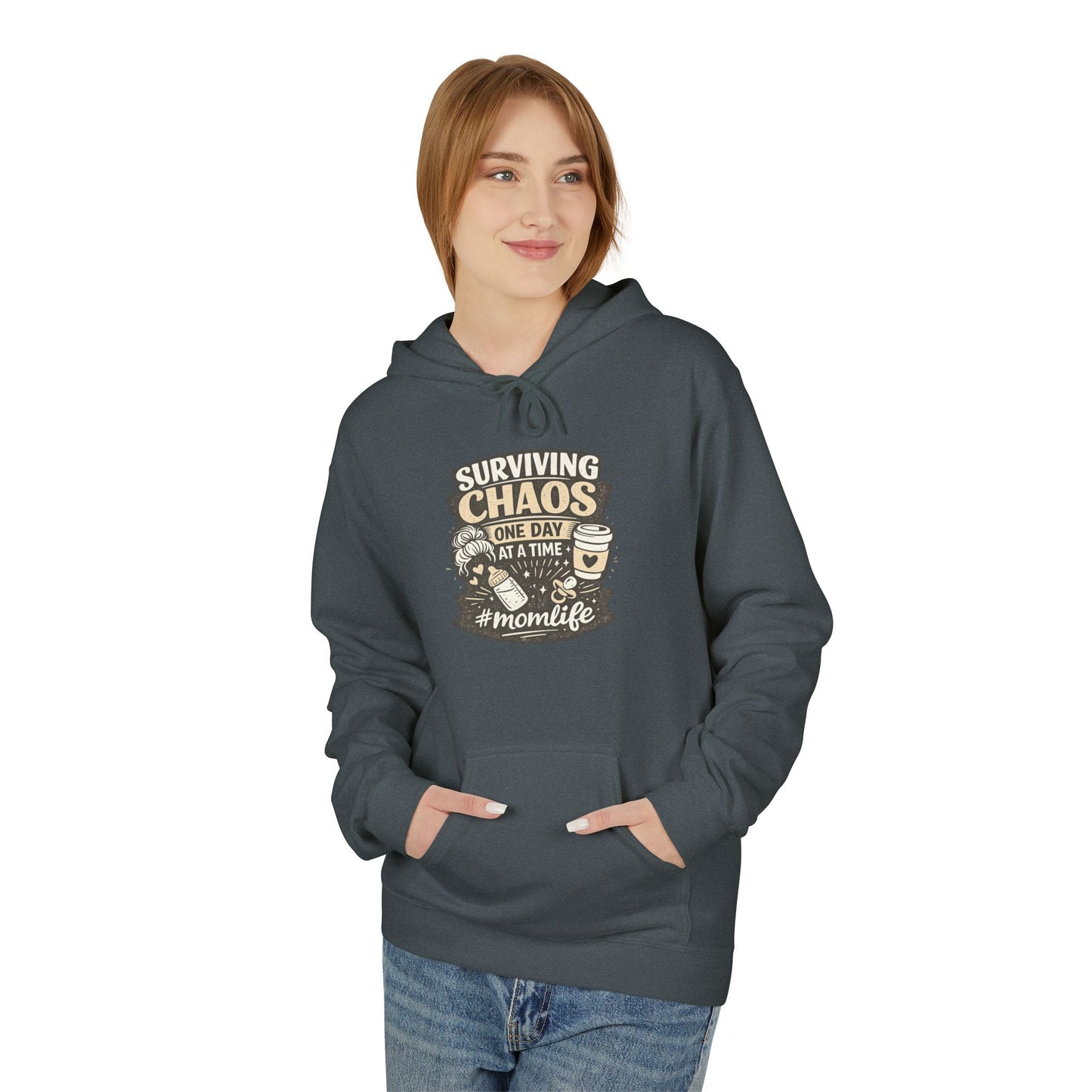 Mom Life Hoodie — “Surviving Chaos One Day At A Time” Graphic