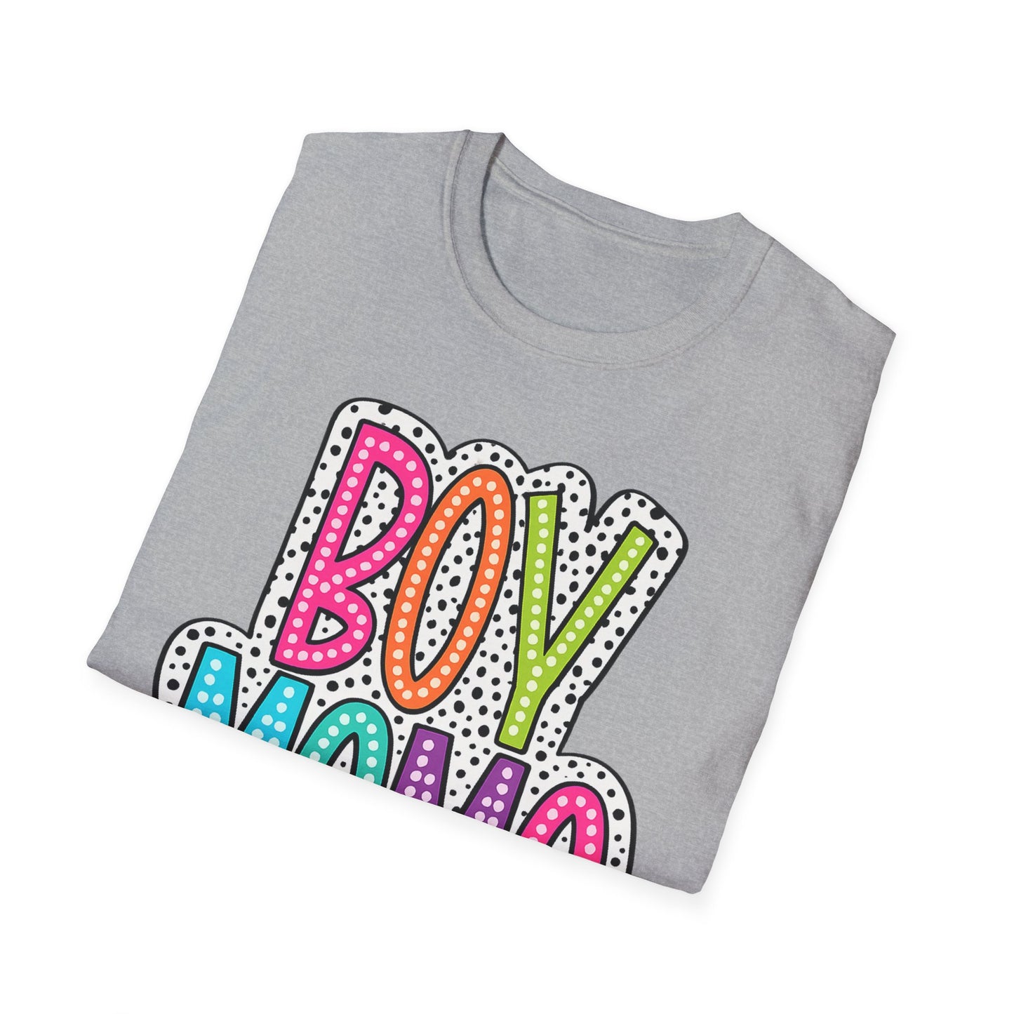 Boy Mama T-Shirt — Colorful Polka Dot Mom Tee