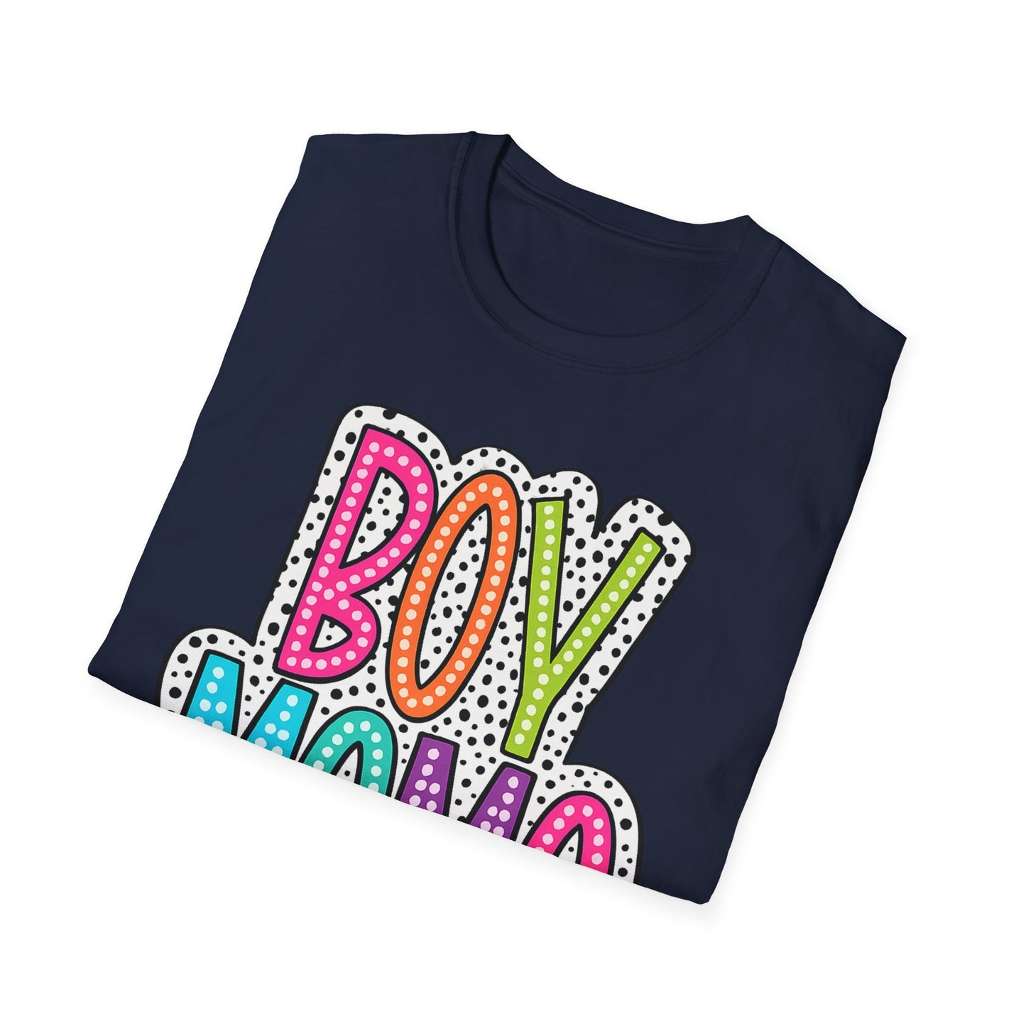 Boy Mama T-Shirt — Colorful Polka Dot Mom Tee