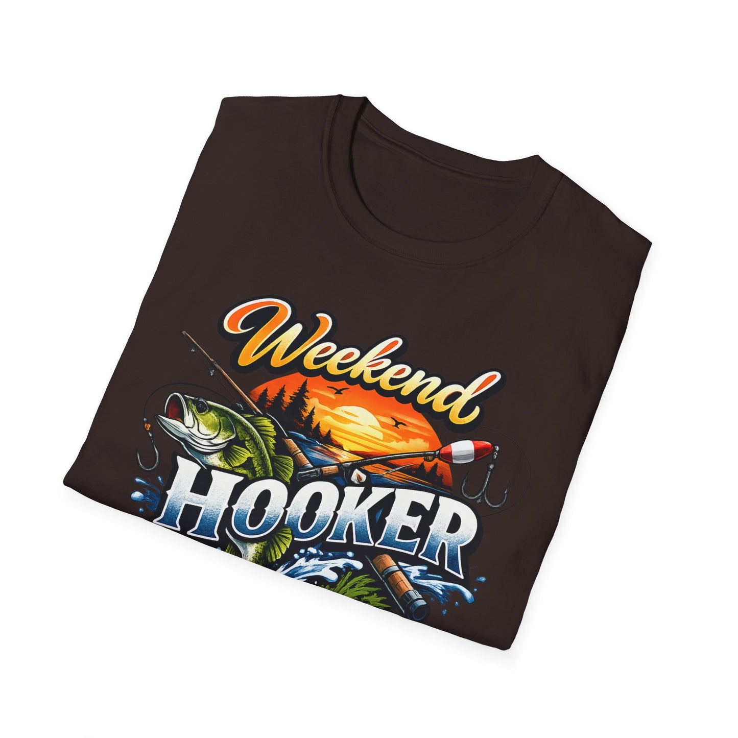 Weekend Hooker Fishing T-Shirt — Bass Sunset Angler Tee