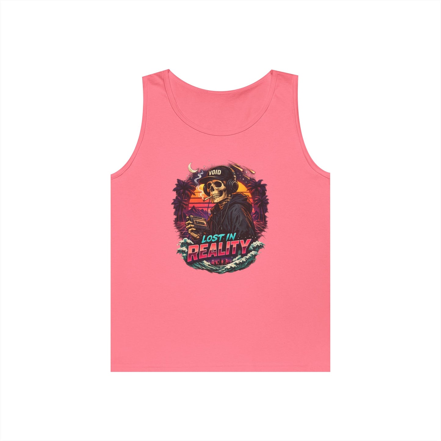 Skull Sunset Tank Top — "Lost in Reality" Retro Beach Vibe